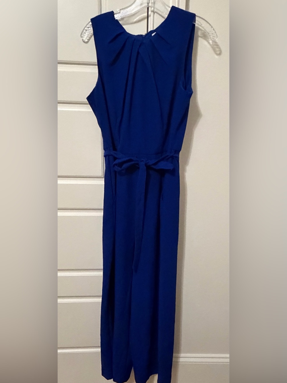 Calvin Klein Cobalt Blue Sleeveless Jumpsuit with Self-Tie Waist